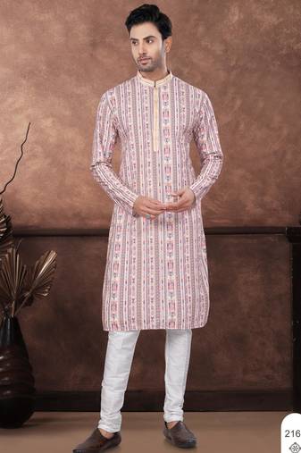 Multicolor digital printed full embroidery chikankari thread work kurta pajama set