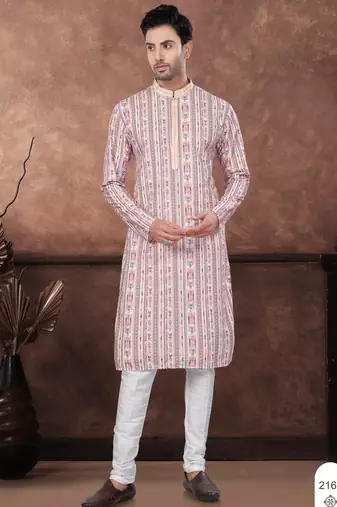 Multicolor digital printed full embroidery chikankari thread work kurta pajama set
