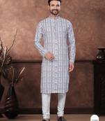 Multicolor digital printed full embroidery chikankari thread work kurta pajama set