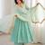 Turquoise faux georgette embroidered palazzo set