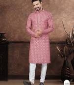 Maroon & multicolor digital printed full embroidery chikankari thread work kurta pajama set