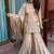 Beige silk blend embroidered sharara set