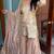 Beige silk blend embroidered sharara set