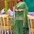 Green silk blend embroidered palazzo set