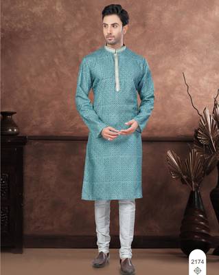 Firozi digital printed jackard thread work kurta pajama set 1