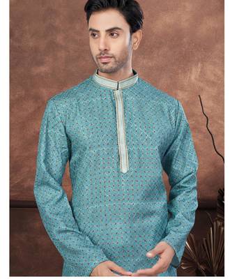 Firozi digital printed jackard thread work kurta pajama set 2