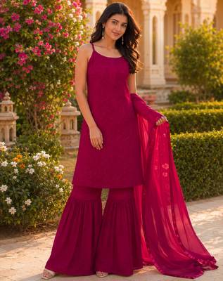 Maroon georgette embroidered 1