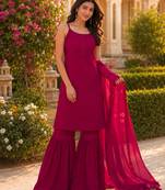 Maroon georgette embroidered