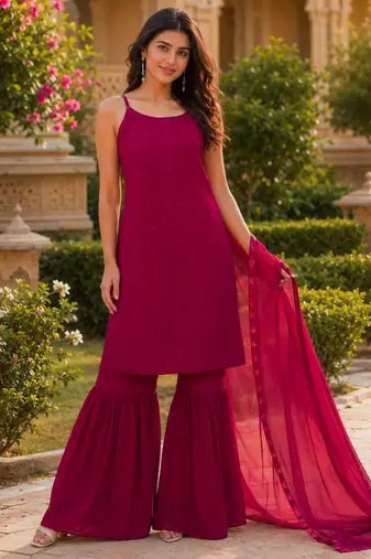 Maroon georgette embroidered