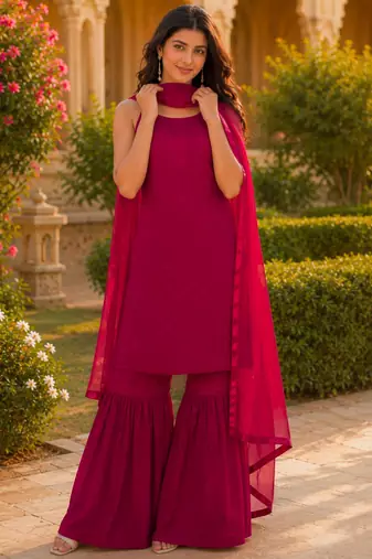 Maroon georgette embroidered