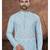 Blue & multicolor digital printed full embroidery chikankari thread work kurta pajama set
