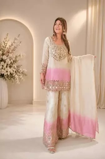Multicolor georgette embroidered palazzo set