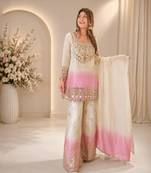 Multicolor georgette embroidered palazzo set