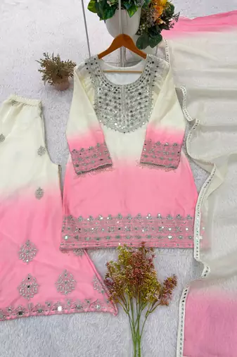Multicolor georgette embroidered palazzo set