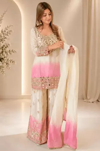 Multicolor georgette embroidered palazzo set