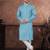 Blue digital printed jackard thread work kurta pajama set