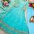 Blue silk blend embroidered flared gown set
