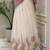 White faux georgette embroidered flared gown set
