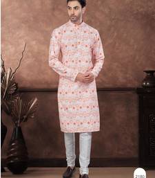 Orenge digital printed full embroidery chikankari thread work kurta pajama set