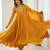 Dark-yellow faux georgette embroidered flared gown set