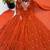 Orange faux georgette embroidered flared gown set