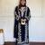 Navy-blue silk blend embroidered kurta set