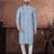 Blue digital printed full embroidery chikankari thread work kurta pajama set