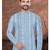 Blue digital printed full embroidery chikankari thread work kurta pajama set