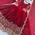Wine silk blend embroidered flared gown set
