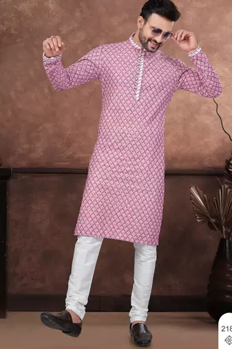 Maroon digital printed full embroidery chikankari thread work kurta pajama set