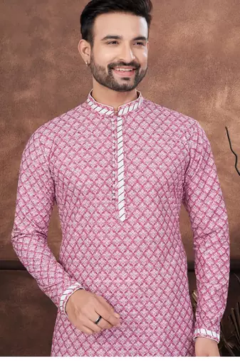 Maroon digital printed full embroidery chikankari thread work kurta pajama set