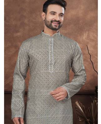 Mehendi colour digital printed full embroidery chikankari thread work kurta pajama set 2