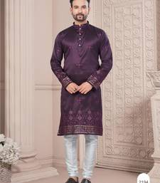 Purple daaman work, star and thred computer amrodery work kurta pajama set