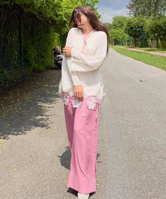 Off-white silk blend embroidered farshi salwar set 2