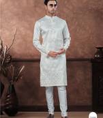 Offwhite daaman work, star and thred computer amrodery work kurta pajama set