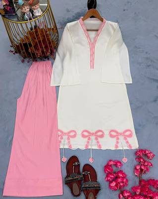 Off-white silk blend embroidered farshi salwar set 4