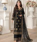 Black faux georgette embroidered palazzo set
