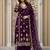 Purple faux georgette embroidered palazzo set