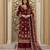 Maroon faux georgette embroidered palazzo set