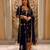 Navy-blue faux georgette embroidered palazzo set