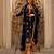 Navy-blue faux georgette embroidered palazzo set
