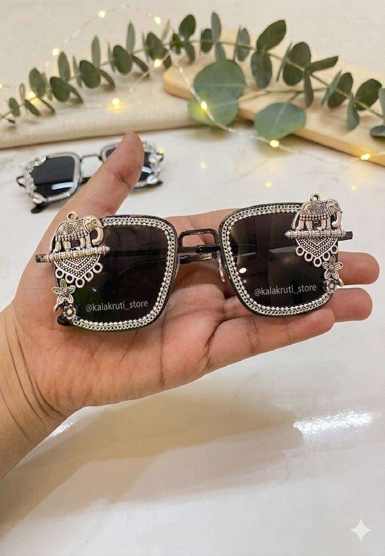 Unisex boxy oxidized sunglass  - navratri