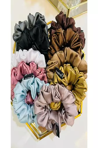 Satin scrunchies pack of 5 random shades  - navratri