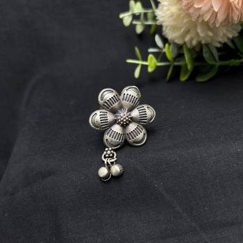 Oxidized Flower Statement Ring, Indian Silver Ring, Boho Floral Ring, Tribal Adjustable Ring 2
