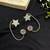 No Pierced Earcuff Oxidised Silver Ear Cuff Earrings, Green Pink Enamel Star Earrings