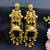 Indian long Gold Fusion Jhumka Earrings, Kashmiri Pearl Jhumka Dangle Earrings