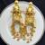 Indian long Gold Fusion Jhumka Earrings, Kashmiri Pearl Jhumka Dangle Earrings