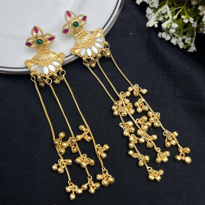 Long Gold Dangle Earrings, Indian Bridal Statement Earrings, Traditional Wedding Jewelry