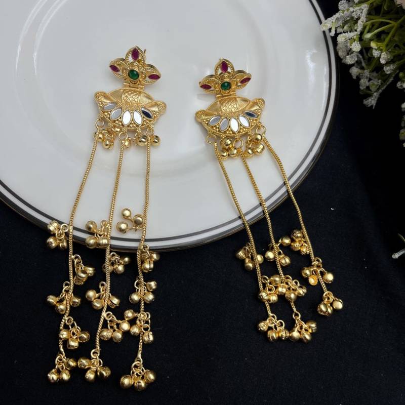 Long Gold Dangle Earrings, Indian Bridal Statement Earrings, Traditional Wedding Jewelry