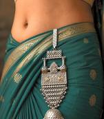 Two toned Oxidized Silver Gold Chabi Challa, Satka Saree Pin, Peacock Saree Keychain